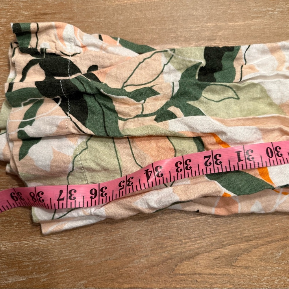 Nicole Miller Peach, Green & Cream Straight Leg Linen Pants - Picture 5 of 5